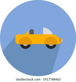 Coche de cabriolet amarillo, ilustración, vector sobre fondo blanco.