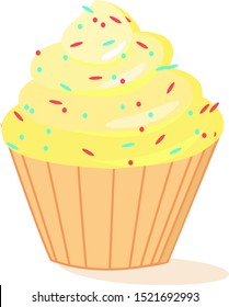 Torta amarilla, ilustración, vector sobre fondo blanco.