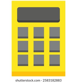 Yellow calculator with a black screen, suitable for financial concepts, accounting, budgeting, math projects, educational materials, business presentations.