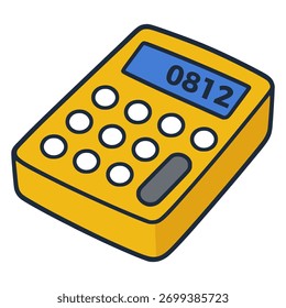 yellow calculator counting calculation tool flat color vector illustration template design