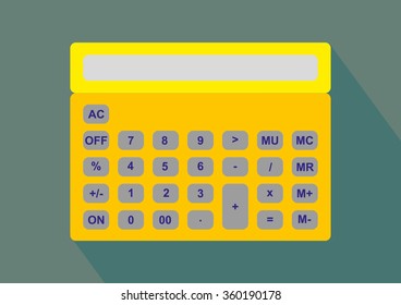 Yellow calculator icon vector