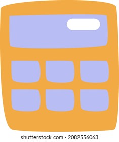 Calculadora amarilla, ilustración, vector, sobre fondo blanco.