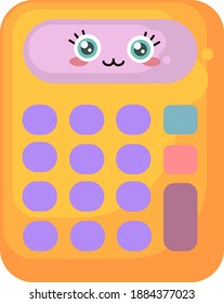 Yellow calculator,illustration,vector on white background