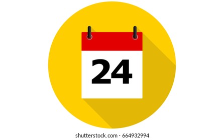 yellow calendar 24 vector flat icon