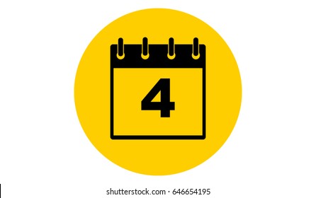 yellow calendar 4 vector icon