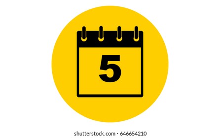 yellow calendar 5 vector icon