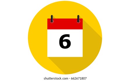 yellow calendar 6 vector icon