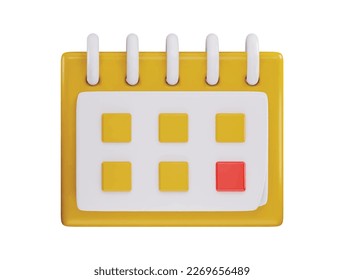 Un calendario amarillo con fondo blanco y fondo blanco