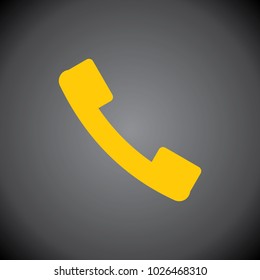 Yellow Call Icon on Black Background.