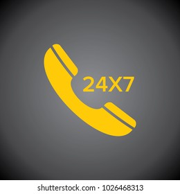 Yellow Call Icon on Black Background.