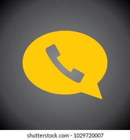 Yellow Call & Message icon on black background.