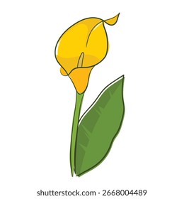 Clipart de Ilustración vectorial plana de flor de lirio de calla amarillo 