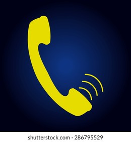 Yellow Calling Icon on a blue background