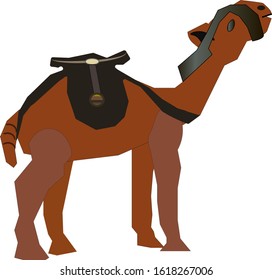 yellow camel with a saddle on the back