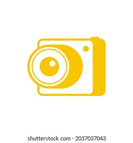 Yellow camera icon. Vector illustration on blank background. 
