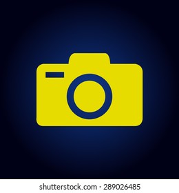 Yellow Camera icons. Vector illustration on a blue background