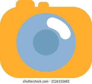 Cámara amarilla, ilustración, vector sobre fondo blanco.
