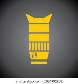 Yellow Camera Lens icon on black background.