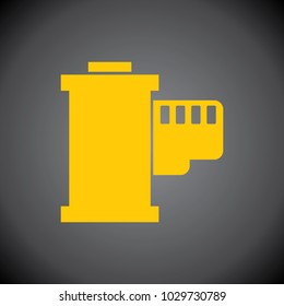 Yellow Camera Roll icon on black background.