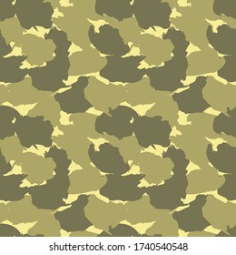 Gelbes Camouflage abstrakter nahtloser Muster-Hintergrund, geeignet für Modetextilien, Grafiken