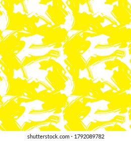 Abstrakter gelber Camouflage-abstrakter, nahtloser Musterhintergrund für Modetextilien, Grafiken
