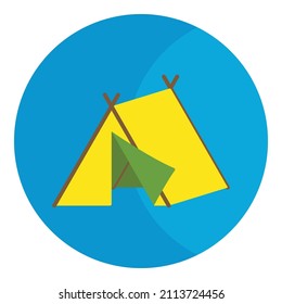 Yellow camping tent with doorway open