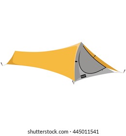 Yellow camping tent. Isometric 3d Yellow Camping tent. design. Tents vector illustration