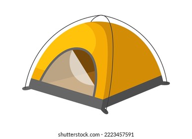 Yellow camping tent isometric illustration