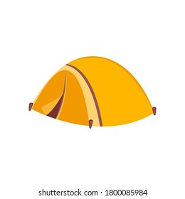 Yellow camping tourist tent in trendy flat style isolated. Stock Vector illustration.