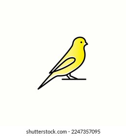 Yellow Canary Bird Line Art Logo