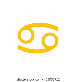 Yellow Cancer zodiac sign. Astrology symbol vector illustration