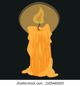 Yellow candle with a bright flame 