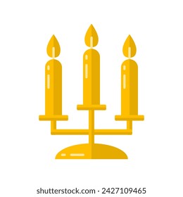 Yellow candle candlestick frame light doodle icon flat vector design