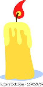 vela amarilla, ilustración, vector sobre fondo blanco.