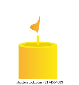 A yellow candle that is burning. Vector illustration