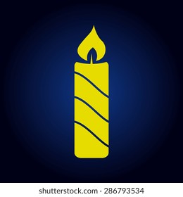 Yellow Candle vector icon  on a blue background