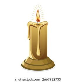 Ilustración vectorial de vela amarilla sobre fondo transparente