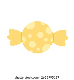 Yellow candy with circle decoration cartoon. Sweet illustration. Can be used for wallpaper and party decorartion