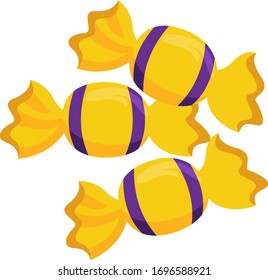 Caramelos amarillos, ilustración, vector sobre fondo blanco