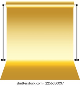 Yellow Canvas studio. Yellow Studio curtain. Background for photography. Vector illustration.