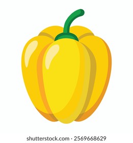 yellow capsicum, bell pepper, veggies vector illustration 