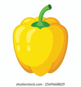 yellow capsicum, bell pepper, veggies vector illustration 