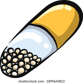 Yellow capsule, illustration, vector on a white background.