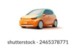 Yellow car 3D. Realistic city car on a white background. For business design concepts, travel, and automotive technology. Vector