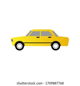 Gelbes Auto in flacher Design-Illustration.