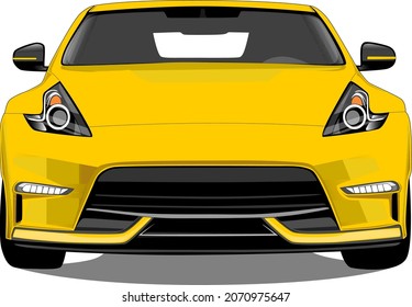 Ilustración del vector del coupe delantero del coche amarillo