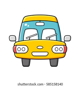 Yellow car front view vector isolated.