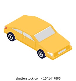 Yellow car icon. Isometric of yellow car vector icon for web design isolated on white background