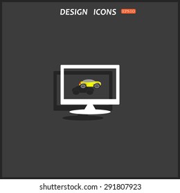 yellow car. icon. vector design