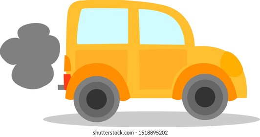 Yellow car, illustration, vector on white background.